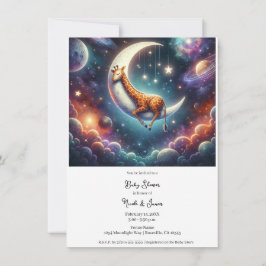 Invitación Cría Celestial de Jirafa Durmiendo en la Luna y la