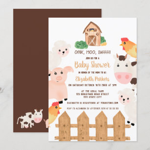 Invitación Cría de animales de granja barnyard ducha de bebé 