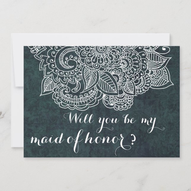 Invitación Criada azul elegante lamentable de Paisley del (Anverso)