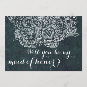 Invitación Criada azul elegante lamentable de Paisley del