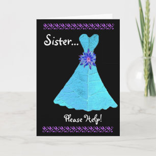 Invitación Criada de la HERMANA del vestido de la AGUAMARINA