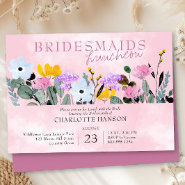 Invitación Criadas de honor rosadas de Bonito de hierba silve