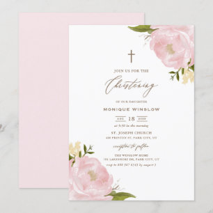 Invitación Crianza de los peoneses rosados de color de agua