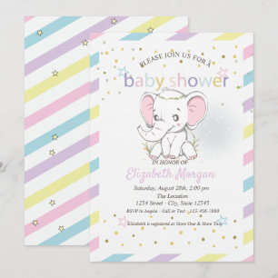 Invitación Crías de elefantes adorables estrellas de una fies
