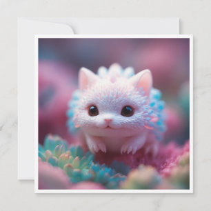 Invitación Criatura de Fantasía Adorable Kawaii Mascota Mágic