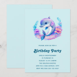 Invitación Criatura del Mar de los Delfines de Cute Cumpleaño