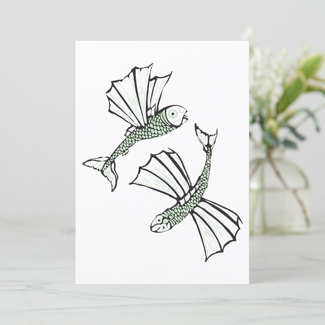 Invitación Criatura oceánica dibujada a mano de pescado volad (Subido por el creador)