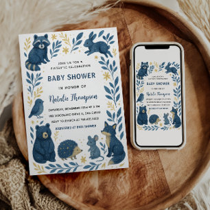 Invitación Criaturas adorables del bosque   Baby Shower rústi