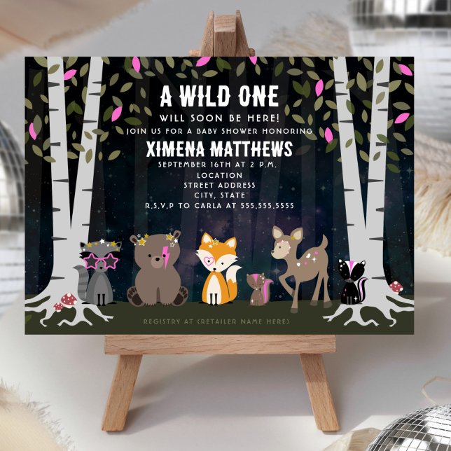 Invitación Criaturas cósmicas Wild One Woodland Baby Shower (Subido por el creador)