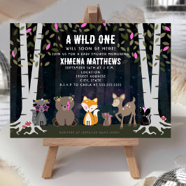 Invitación Criaturas cósmicas Wild One Woodland Baby Shower