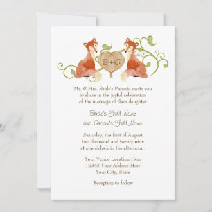 Invitación Criaturas de animales de Woodland, Bodas de Fox n 
