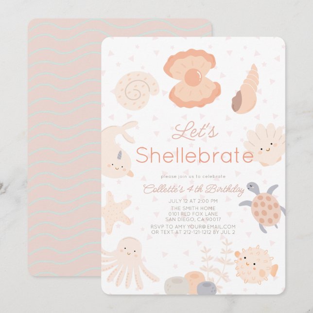 Invitación Criaturas de conchas marinas de protección contra  (Anverso / Reverso)