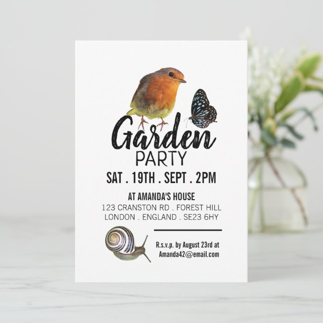 Invitación Criaturas de jardín, Fiesta de jardín rústico (Anverso de pie)