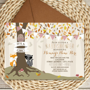 Invitación Criaturas de Woodland otoño en Baby Shower - Chica