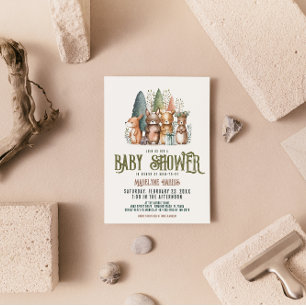 Invitación Criaturas del bosque acuarela para baby shower for
