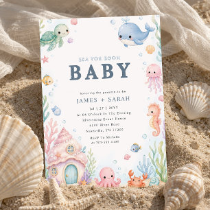 Invitación Criaturas Marinas Animales del Océano Baby Shower