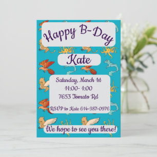 Invitación Criaturas mitológicas Feliz Cumpleaños
