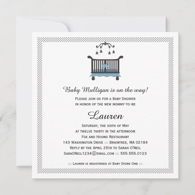 Invitación Criba elegante | Baby Shower (Anverso)