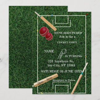 Invitación Cricket Birthday Party Sports Invitation