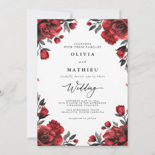 Invitación Crimson Bloom Romance Boda