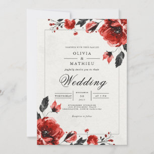 Invitación Crimson Bloom Romantic Boda