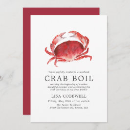 Invitación Crimson Crab | Cráter mínimo de cumpleaños