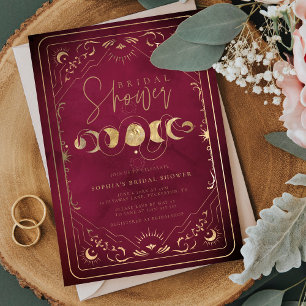 Invitación Crimson de Tarot Celeste Ducha de Novias Rojas y O