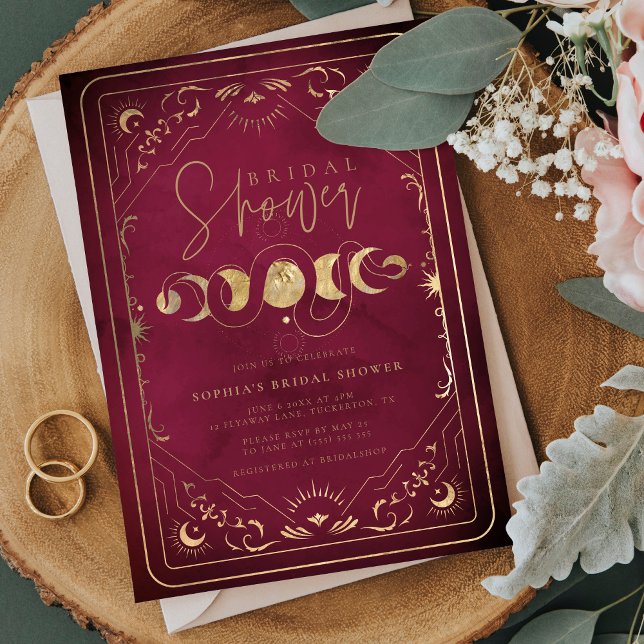 Invitación Crimson de Tarot Celeste Ducha de Novias Rojas y O (Subido por el creador)