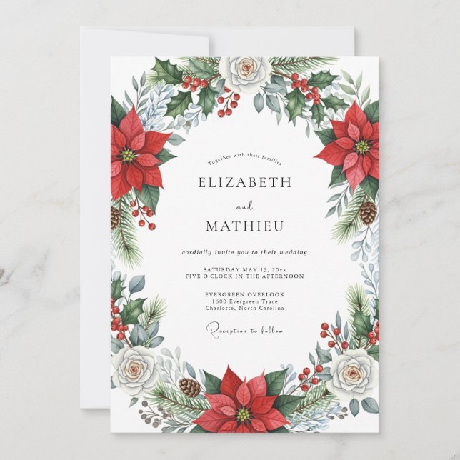 Invitación Crimson Majestic Winter Wedding (Anverso)