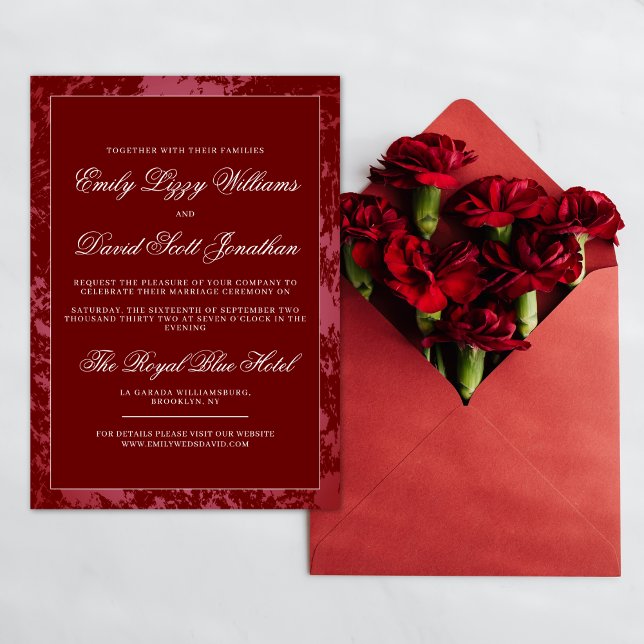 Invitación Crimson Red Classic caligraphy Script elegante (Subido por el creador)