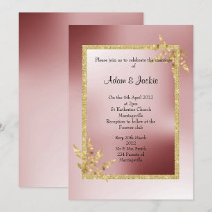 Invitación Crimson Red Gold Leaf ELEGANT CLASSY BODA