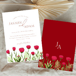 Invitación Crimson Red Poppies Floral Wedding