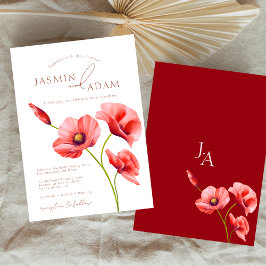Invitación Crimson Red Poppies Floral Wedding