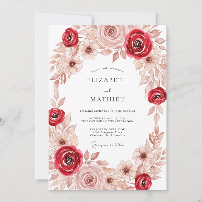 Invitación Crimson Soft Autumnal Wedding (Anverso)