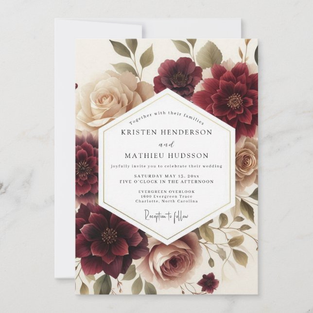 Invitación Crimson Tawny Vignette Wedding (Anverso)