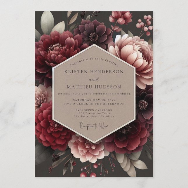Invitación Crimson Velvet Wedding (Anverso)