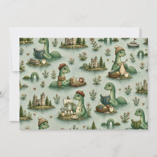 Invitación Criptídeos Acogedores Nessie Monstruo del Lago Nes (Anverso)