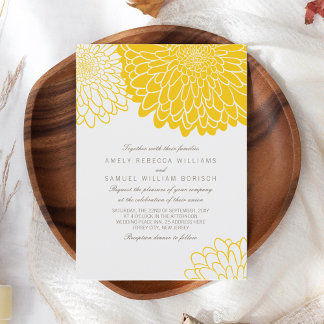 Invitación Crisantemo amarillo blanco Boda sencillo y elegant