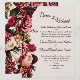 Invitación Crisantemo en beige Cameo