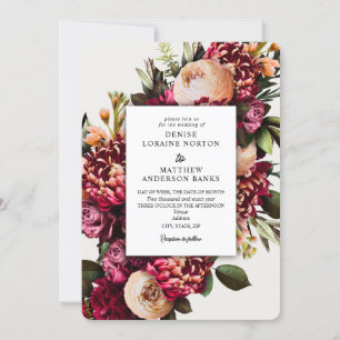 Invitación Crisantemo en blanco de nieve