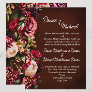 Invitación Crisantemo en Boda de vino