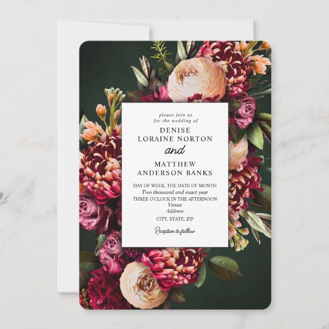 Invitación Crisantemo en Boda Esmeralda (Anverso)