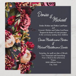 Invitación Crisantemo en gris noche polar