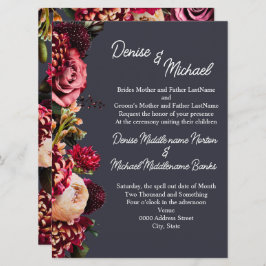 Invitación Crisantemo en gris polar nocturno