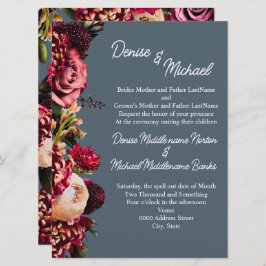 Invitación Crisantemo en la medianoche Verde azulado