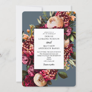 Invitación Crisantemo en la medianoche Verde azulado
