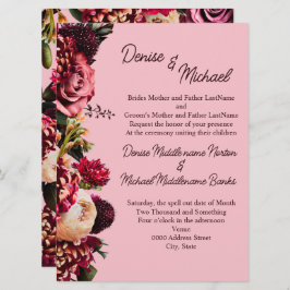 Invitación Crisantemo en rosa de la flor de almendra