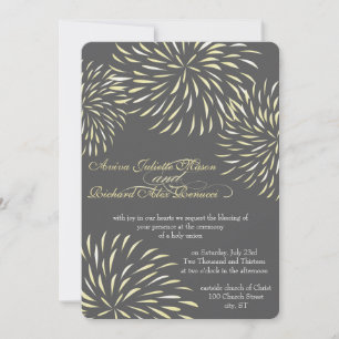 Invitación Crisantemo floral moderno gris y amarillo