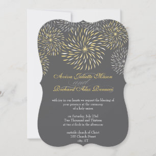 Invitación Crisantemo floral moderno gris y amarillo