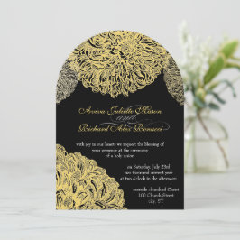 Invitación Crisantemo floral moderno Vintage Gris Amarillo